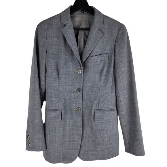 Theory Wool Three Button Blazer Gray Lined Sealed Pockets Size S - Picture 1 of 6